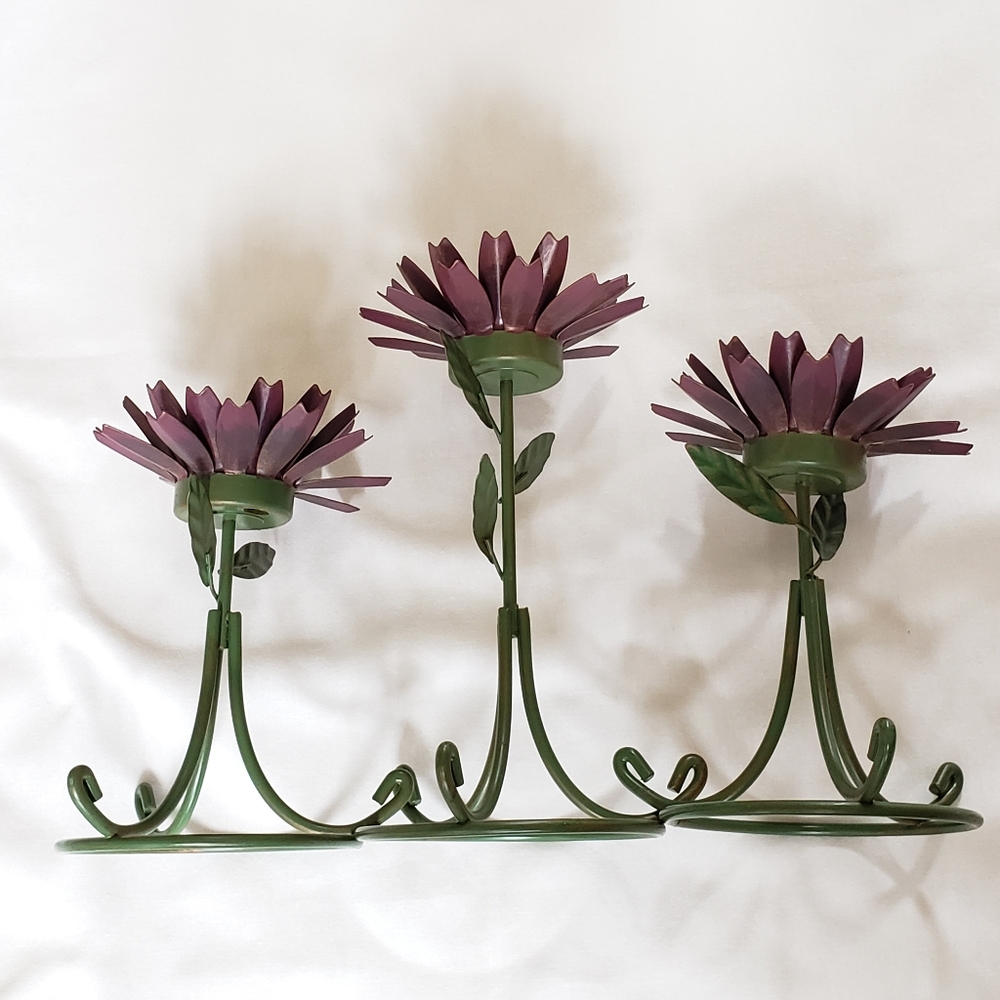 Metal Flower Tea Light Set - Picture 2 of 4